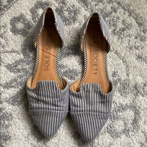 Sole Society navy and white striped flats